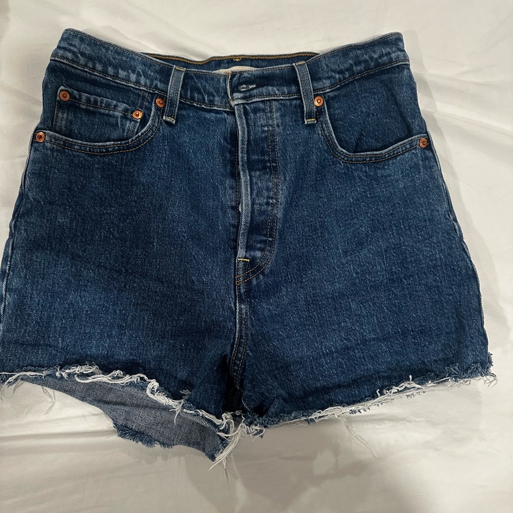 Levi's Blue Vintage Jean Shorts Frayed Hem